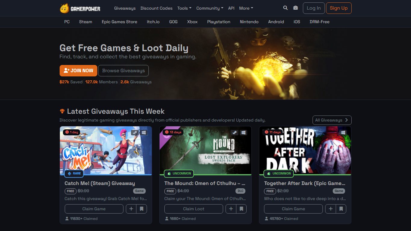 GAMERPOWER 官网截图