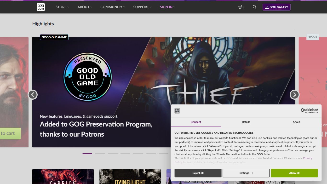 GOG.com 官网截图