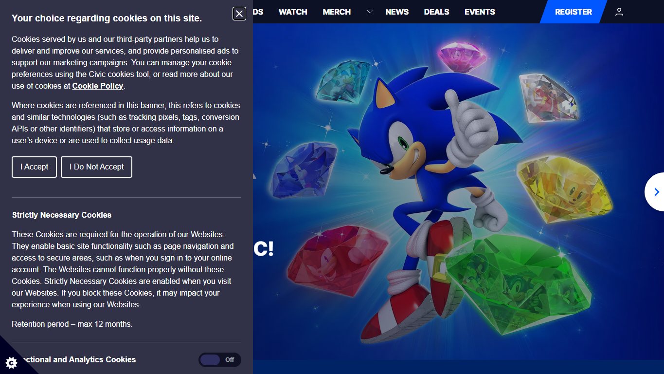 SEGA 世嘉娱乐 官网截图